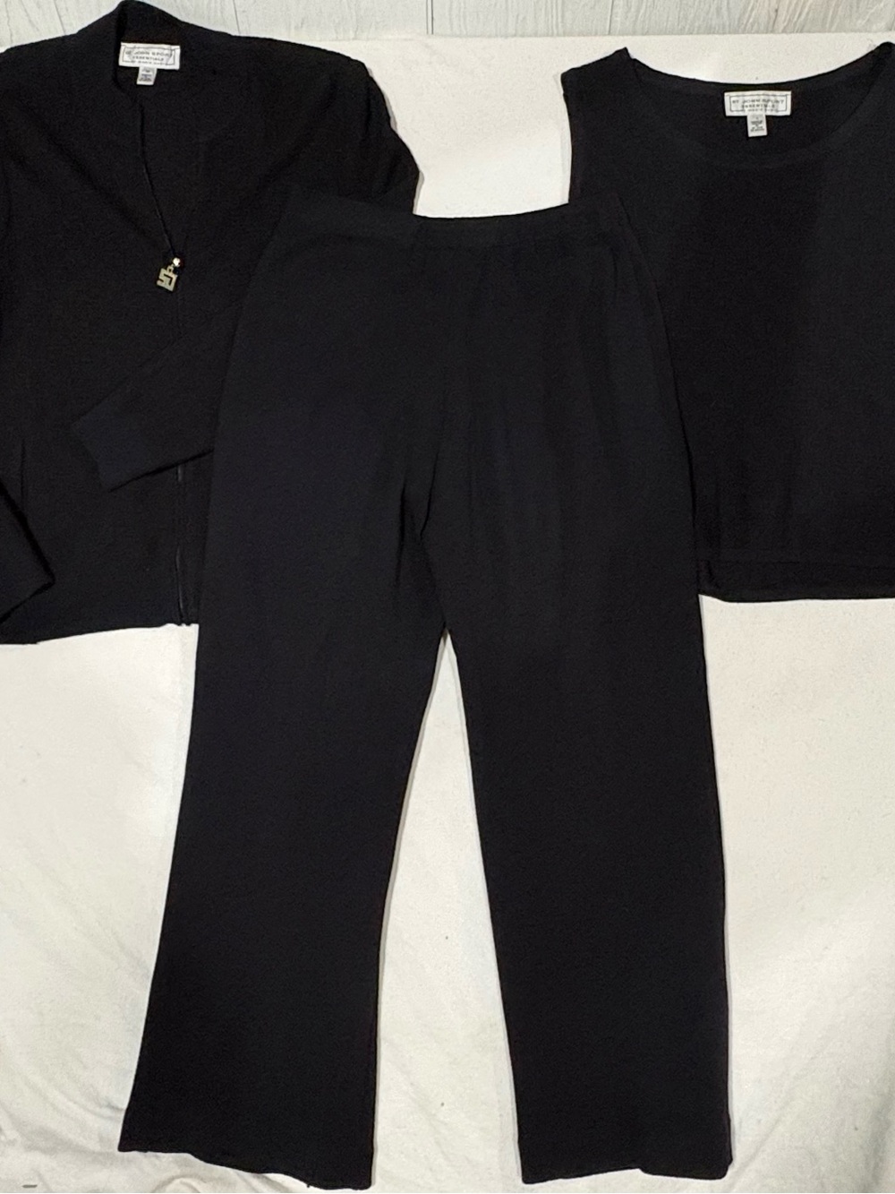 St. John Sport Essentials Black 3-Pc Knit Set- Size M / L